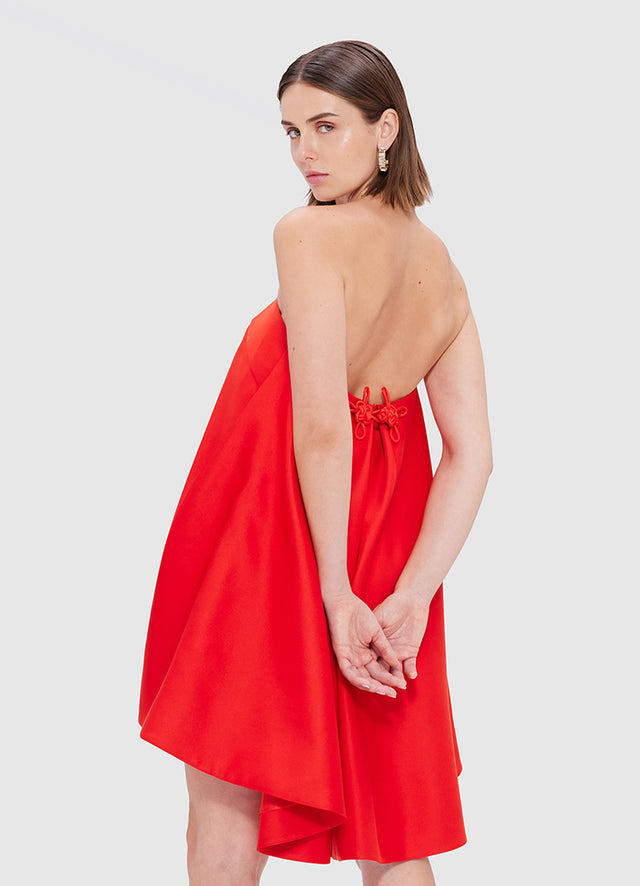 Exclusive Leo Lin Fay Strapless Mini Dress in Fortune Red