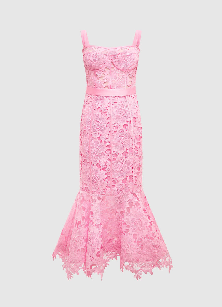 Lover Affinity Ruffle and Lace Midi Dress in buying Pink Size 6