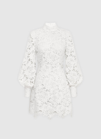 Isla Lace Mini Dress - Snow