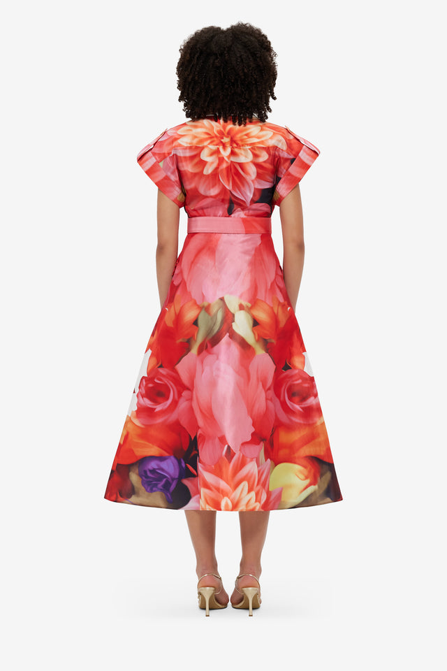 Exclusive LEO LIN Audrey Pocket Shirt Midi Dress - Kaleidoscope Print