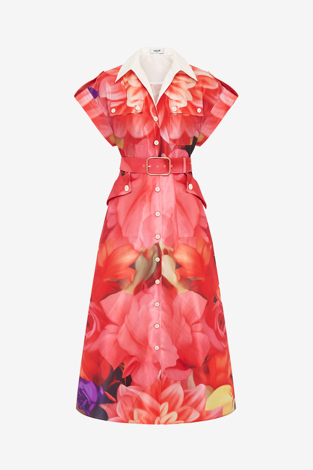 Exclusive LEO LIN Audrey Pocket Shirt Midi Dress - Kaleidoscope Print