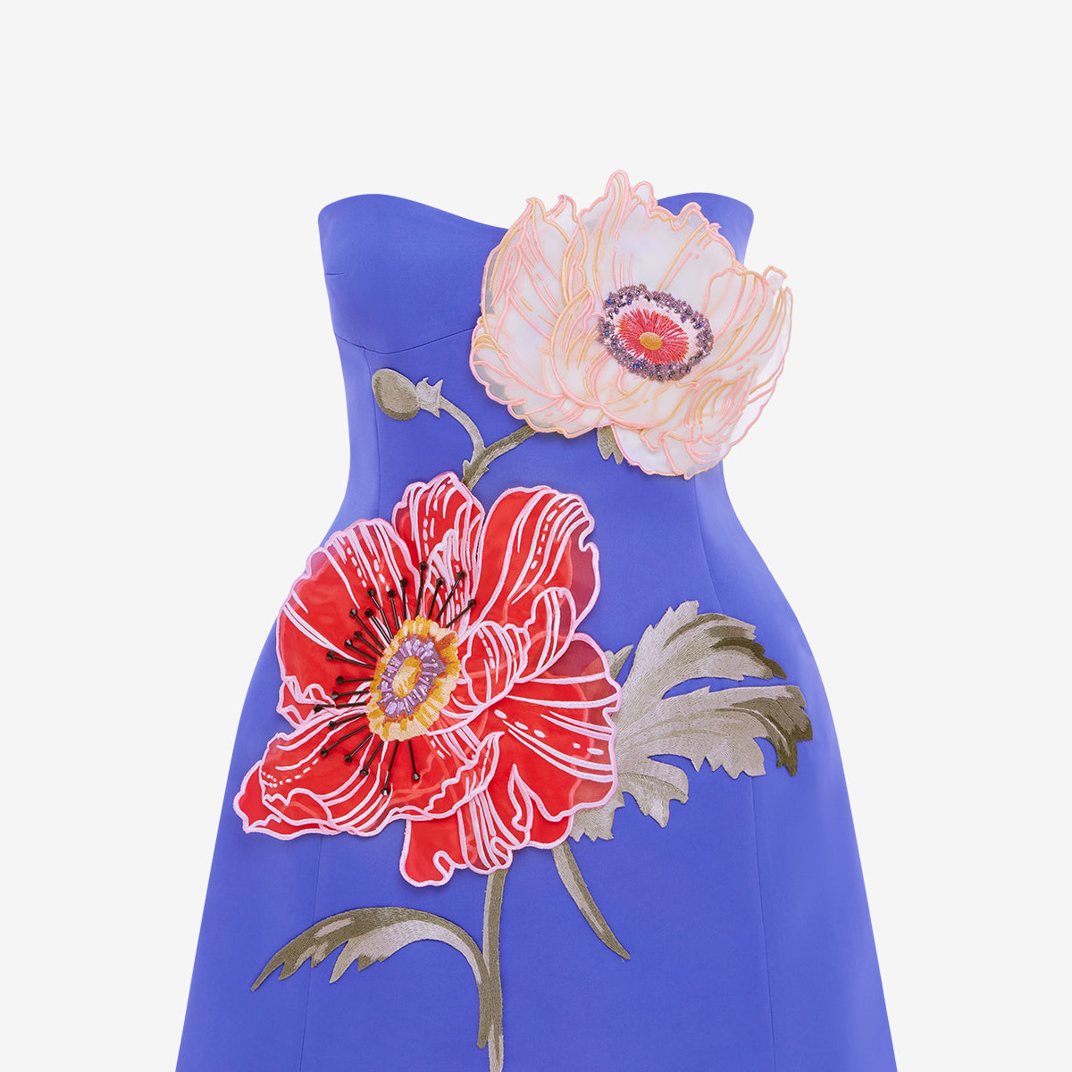 Rosario Appliqué Floral Bustier Mini Dress