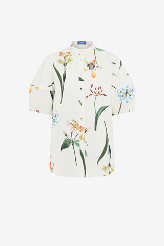 Exclusive LEO LIN Jemma Blouse - Botanical Print in Snow