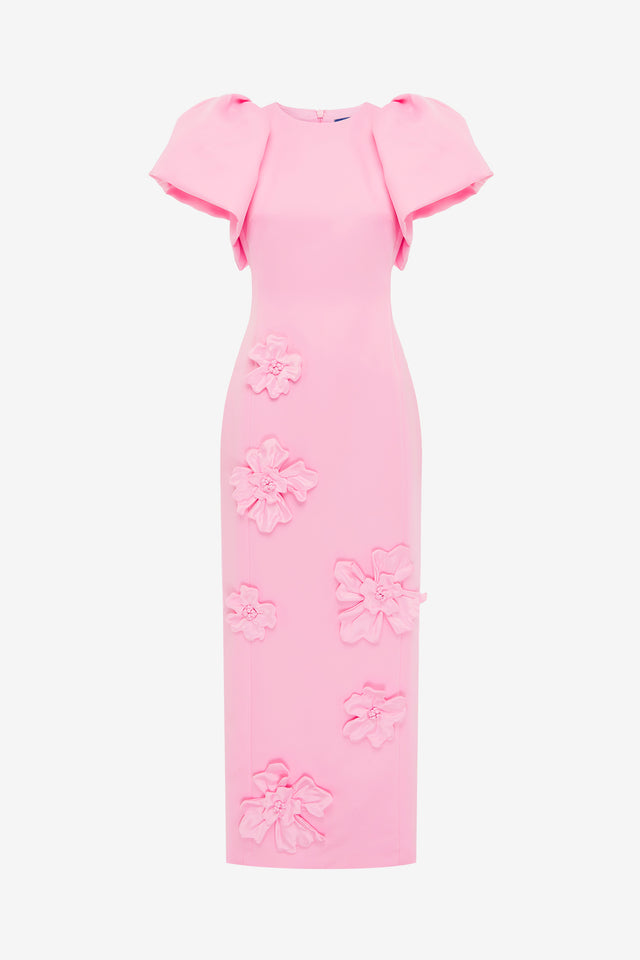 Exclusive LEO LIN Lucinda Floral Applique Maxi Dress - Baby Pink