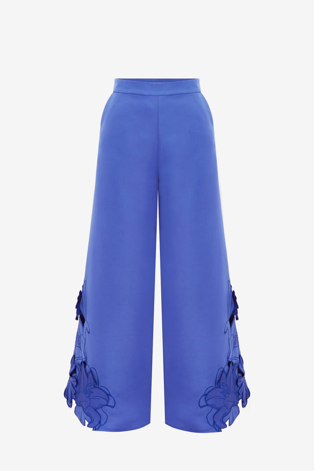 Exclusive LEO LIN Theodora Appliqué Pants - Lapis