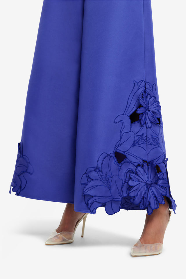 Exclusive LEO LIN Theodora Appliqué Pants - Lapis