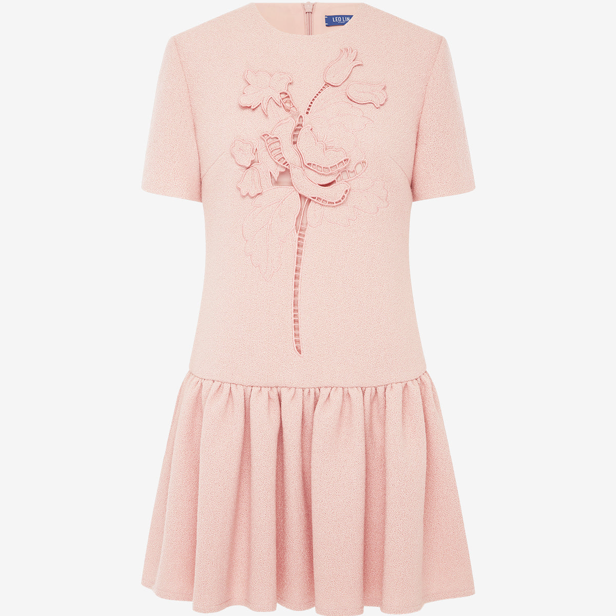 joyce pink floral mini dress Appliqué Tweed Short Sleeve Color:Red Aloha Featuring the sweetest floral Amelie Blue | Something v neckline wedding dress