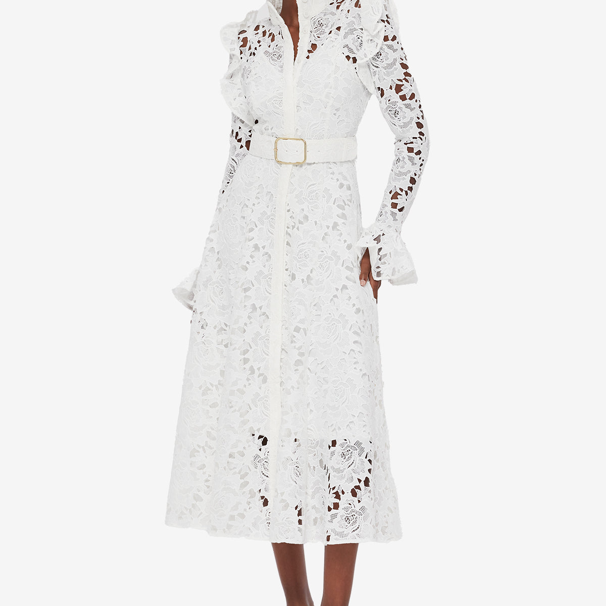 Aliyah Lace Butterfly Sleeve Midi Dress - Snow | LEO LIN Official Website Aliyah Lace Butterfly Sleeve Midi Dress - Snow | LEO LIN Official Website