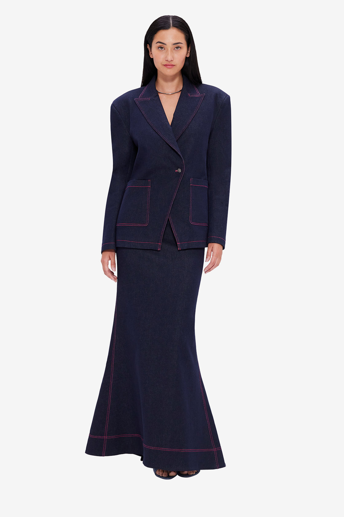 Exclusive LEO LIN Roxanne Denim Maxi Skirt - Indigo