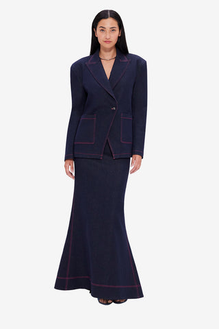 Exclusive LEO LIN Roxanne Denim Maxi Skirt - Indigo