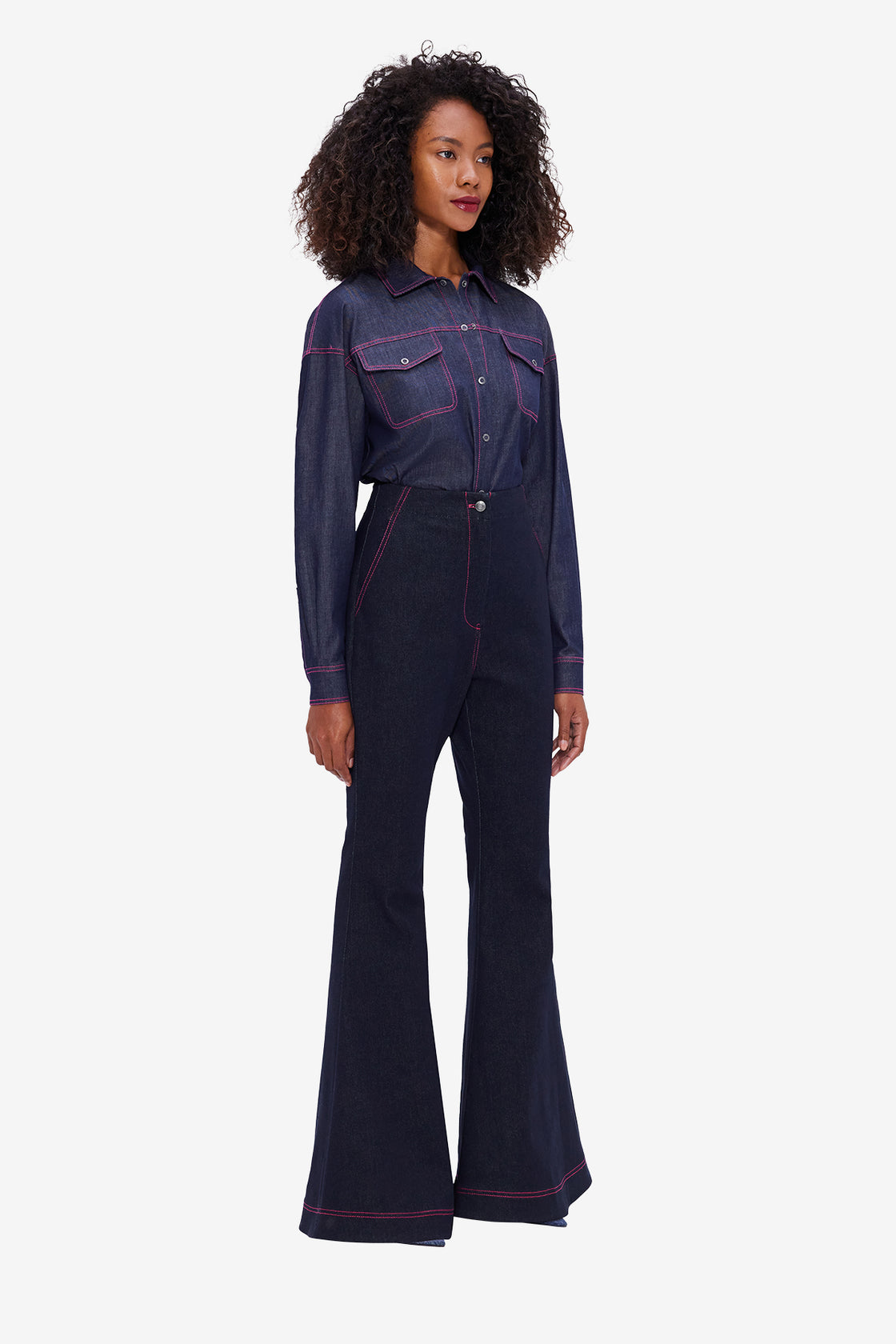 Exclusive LEO LIN Maya Denim Flared Jeans - Indigo