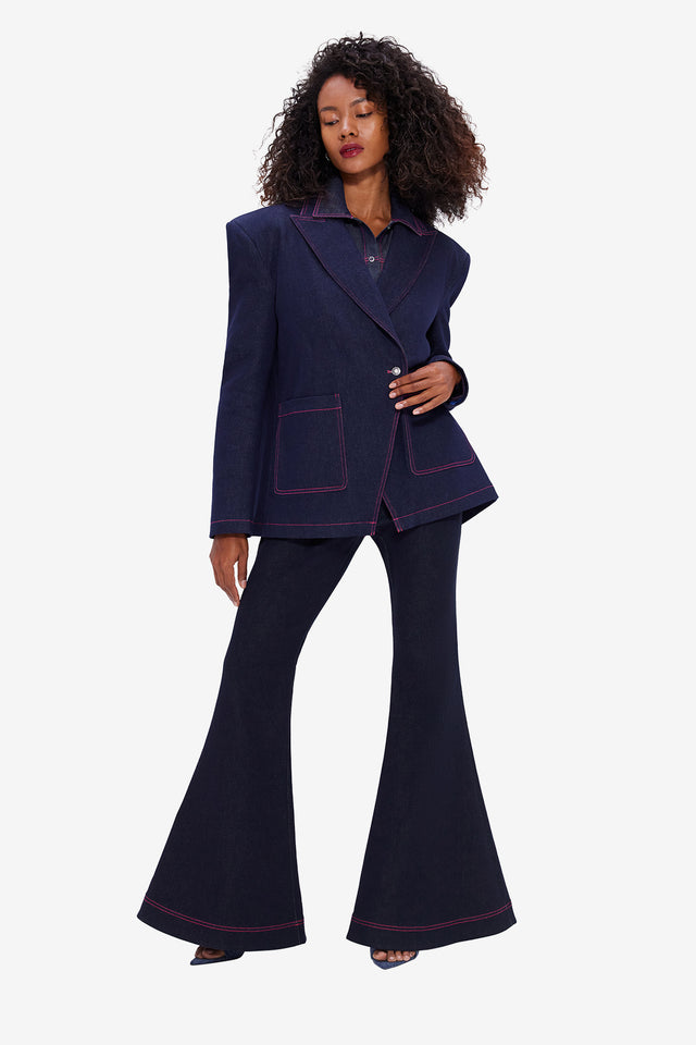 Exclusive LEO LIN Maya Denim Flared Jeans - Indigo