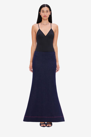 Exclusive LEO LIN Roxanne Denim Maxi Skirt - Indigo