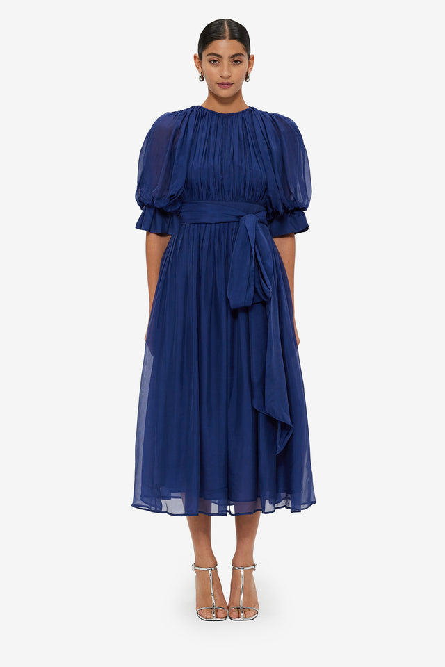 Exclusive LEO LIN Emma Midi Dress - Oxford Blue