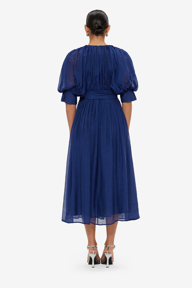 Exclusive LEO LIN Emma Midi Dress - Oxford Blue