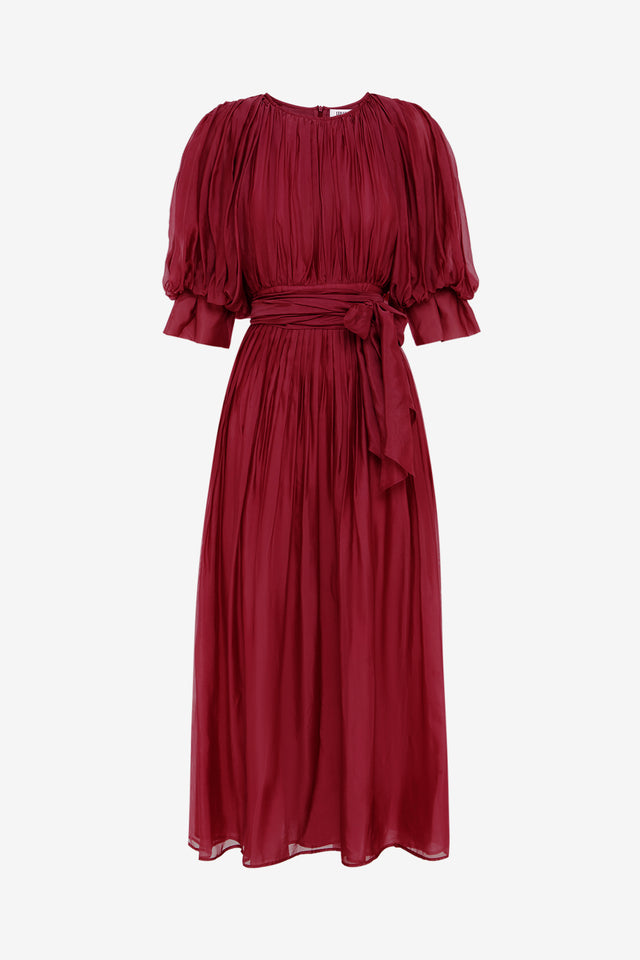 Exclusive LEO LIN Emma Midi Dress - Burgundy