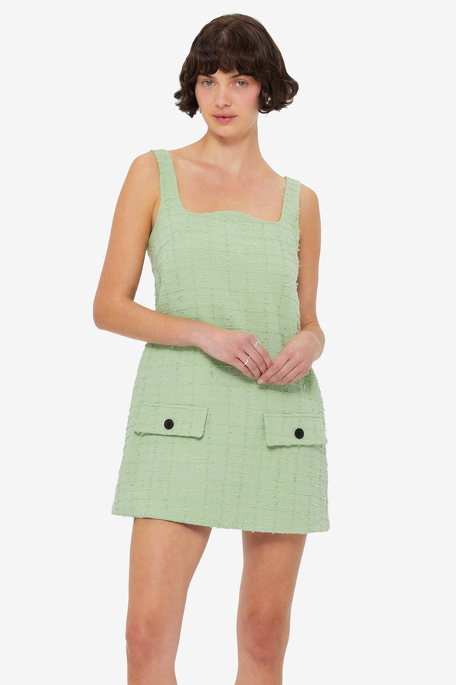 Kira Tweed Mini Dress - Caledon Green