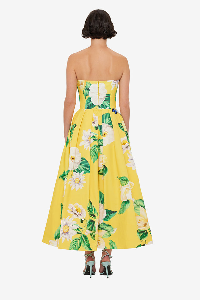 Lynn Bustier Midi Dress - Joie Print in Sunshine