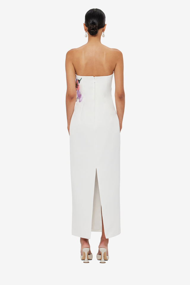 Rayna Appliqué Floral Maxi Dress - Lily Print in Snow
