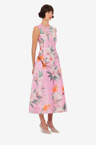 Cleo Printed Sleeveless Midi Dress - Lavish Print in Pink