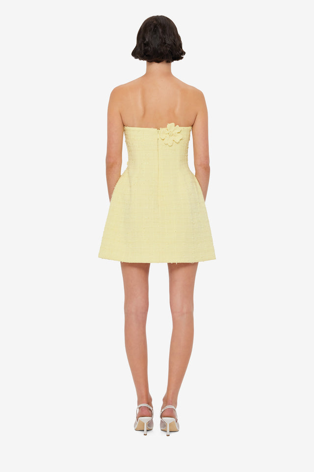Rosario Tweed Petal Bustier Mini Dress - Sorbet Yellow