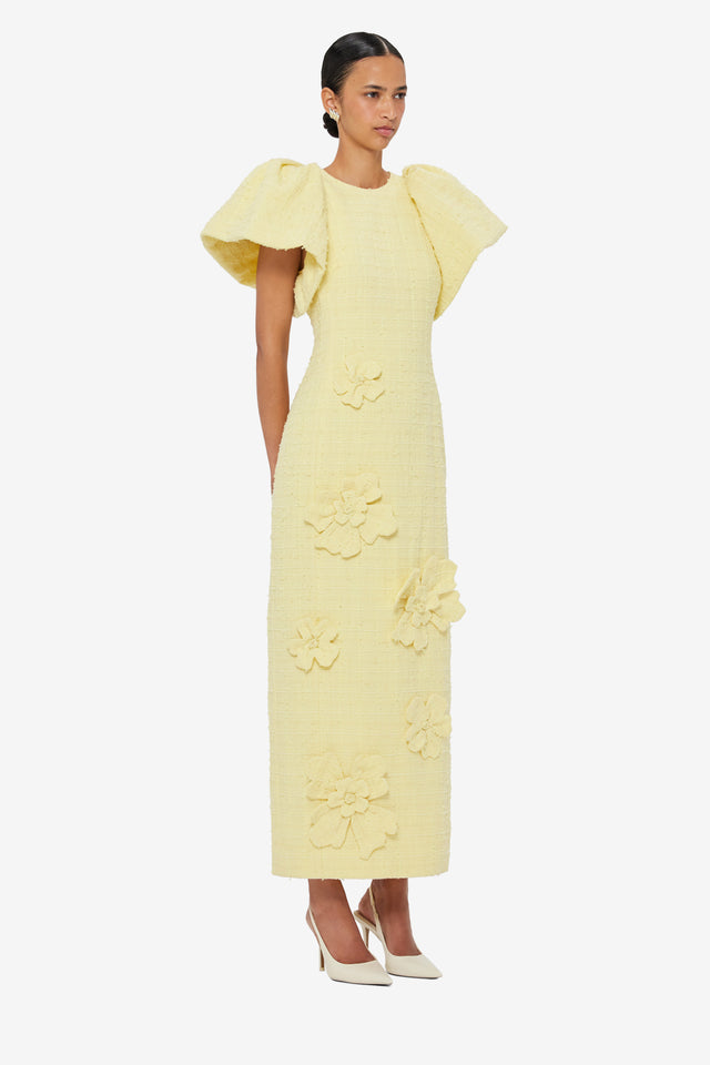 Lucinda Tweed Petal Maxi Dress - Sorbet Yellow