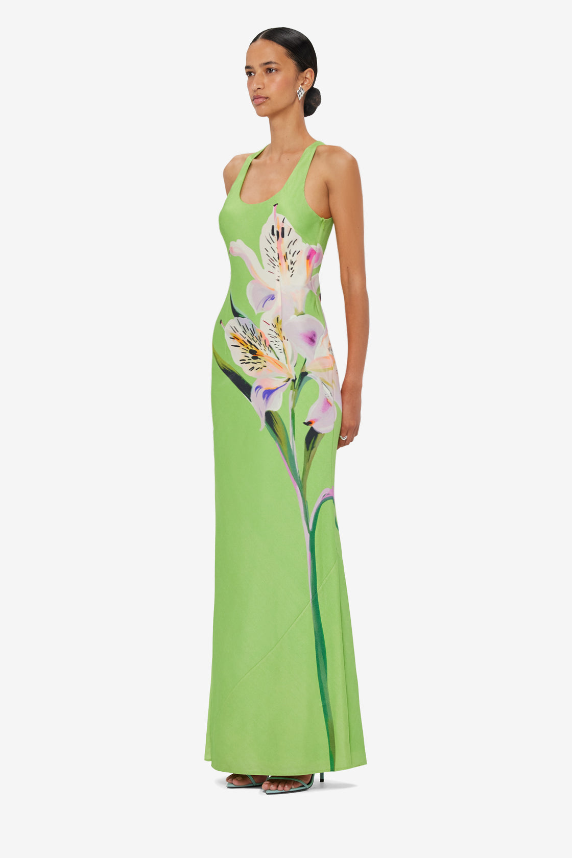 Helena Maxi Dress - Lily Print in Parakeet