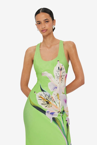 Helena Maxi Dress - Lily Print in Parakeet
