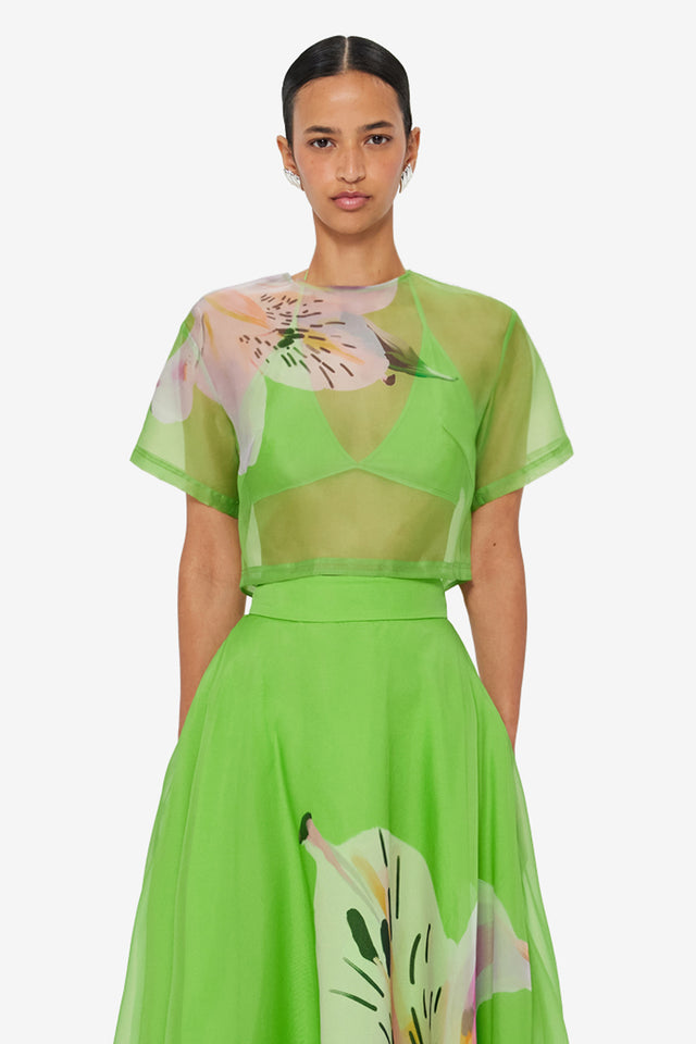 Indie Sleeve Top - Lily Print in Parakeet