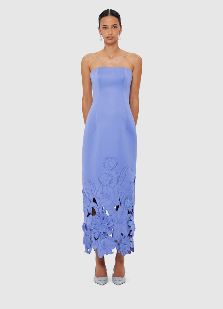 Rayna Applique Bustier Maxi Dress in Juniper Green