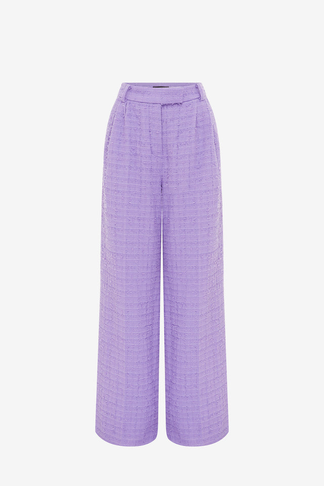 Exclusive LEO LIN Elisha Tweed Wide Leg Pants - Violet