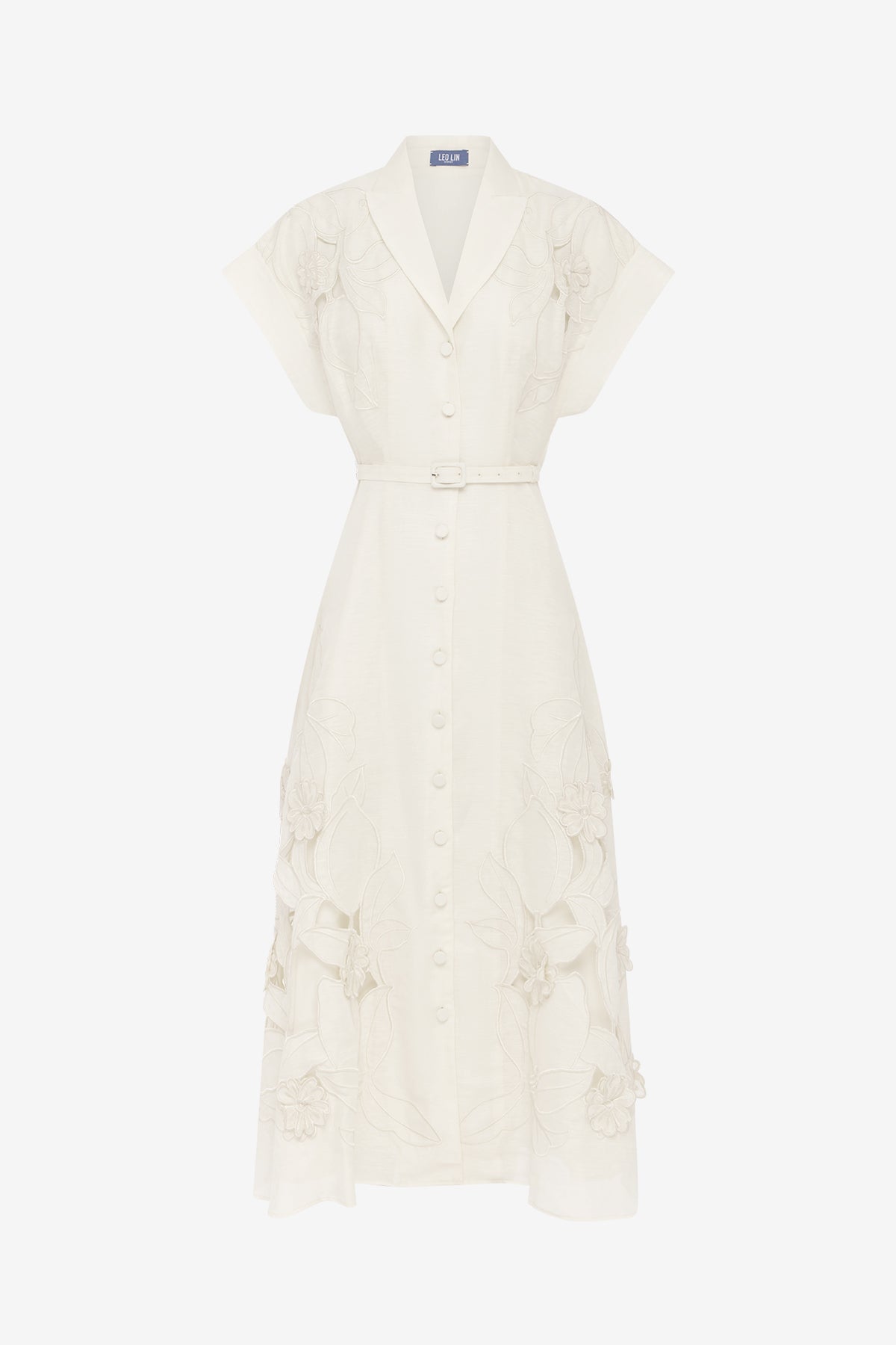 Aubrey Appliqué Shirt Midi Dress - Snow – LEO LIN