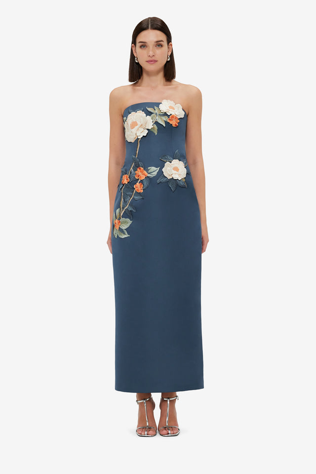 Exclusive Leo Lin Rayna Appliqué Floral Bustier Maxi Dress - Pear Blossom