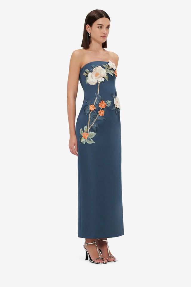 Exclusive Leo Lin Rayna Appliqué Floral Bustier Maxi Dress - Pear Blossom