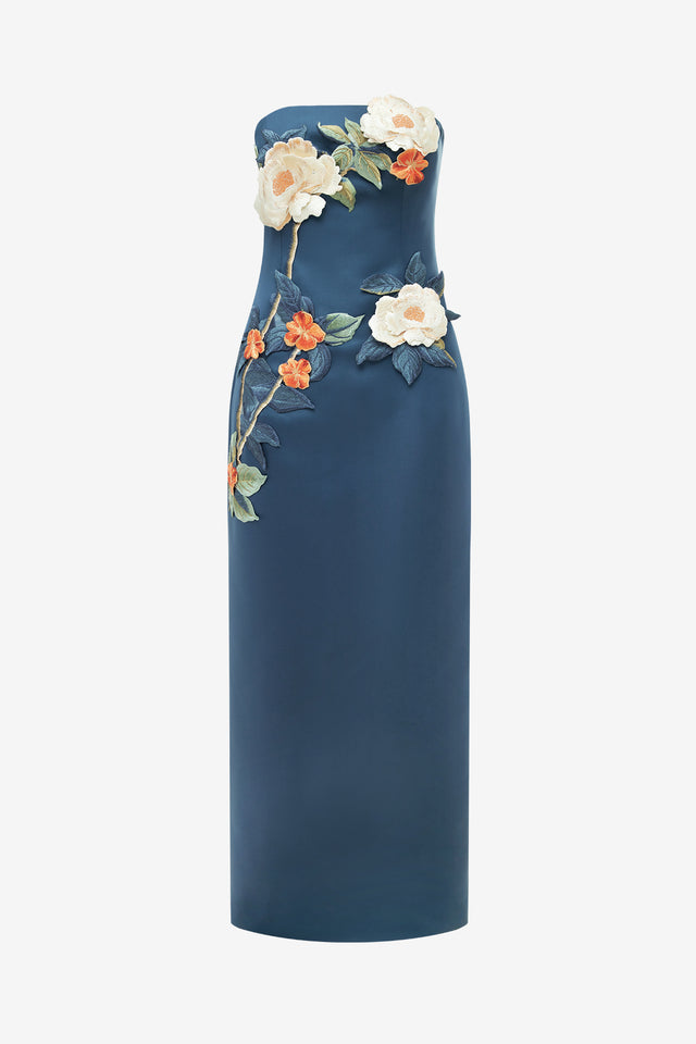 Exclusive Leo Lin Rayna Appliqué Floral Bustier Maxi Dress - Pear Blossom
