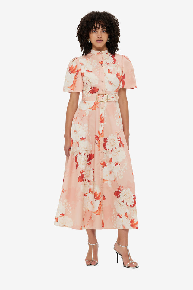 Exclusive LEO LIN Bianca Short Sleeve Midi Dress
