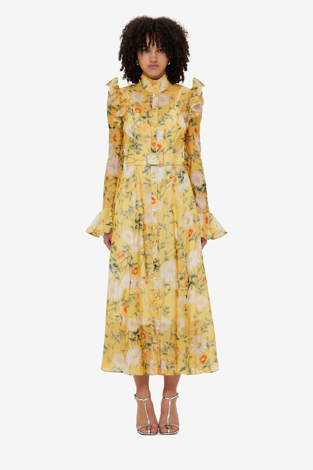 Exclusive Leo Lin Katrina Butterfly Sleeve Midi Dress - Daisy Print