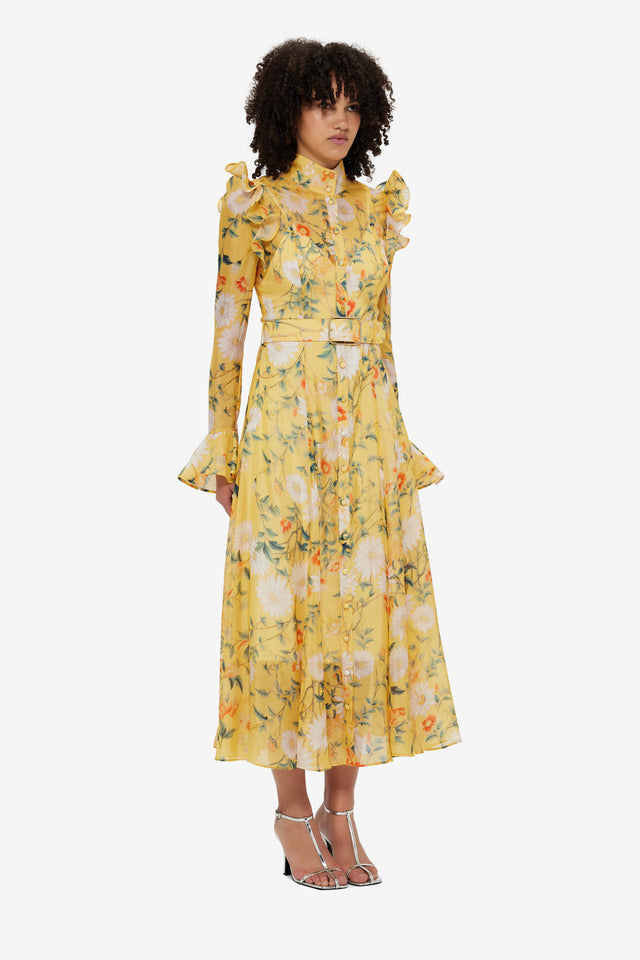 Exclusive Leo Lin Katrina Butterfly Sleeve Midi Dress - Daisy Print