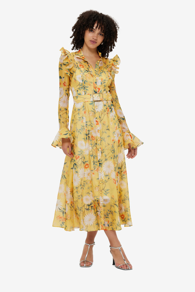 Exclusive Leo Lin Katrina Butterfly Sleeve Midi Dress - Daisy Print