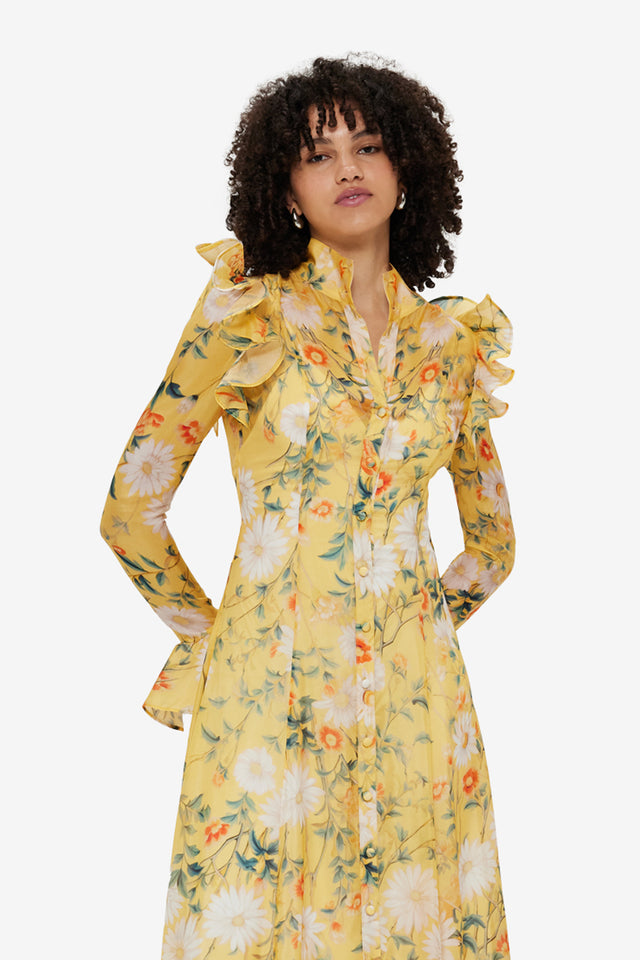 Exclusive Leo Lin Katrina Butterfly Sleeve Midi Dress - Daisy Print