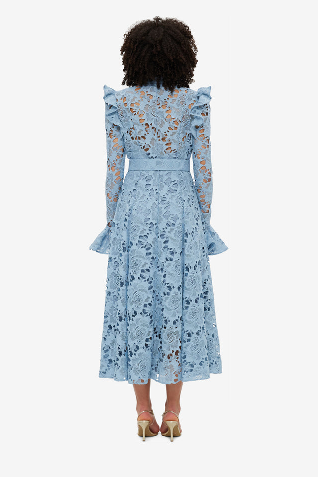 Exclusive Leo Lin Aliyah Lace Butterfly Sleeve Midi Dress - Powder Blue