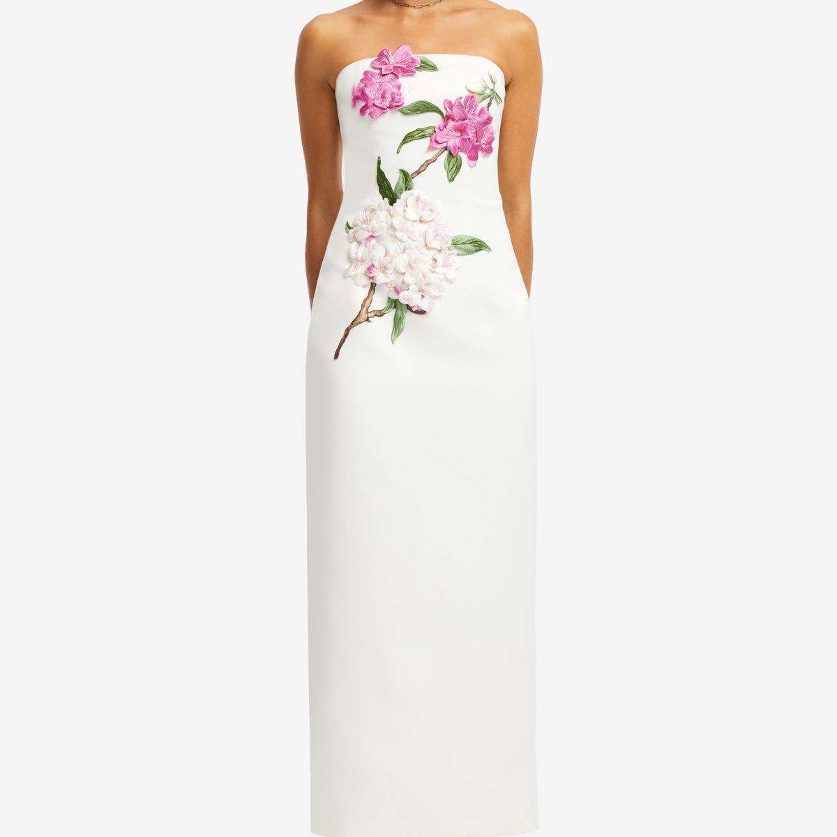 rayna floral-appliquéd crepe maxi dress Rayna Appliqué Floral Maxi Dress