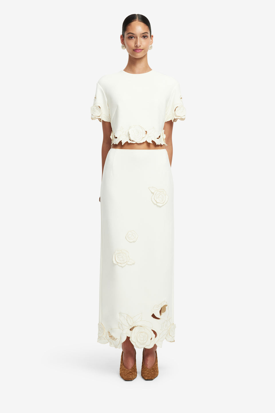 Exclusive LEO LIN Kyra Applique Maxi Skirt - Vanilla