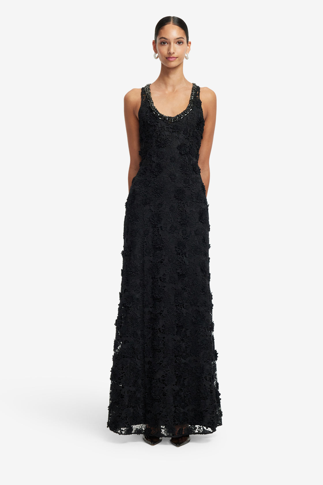 Exclusive LEO LIN Helena Lace Embellished Maxi Dress - Ebony
