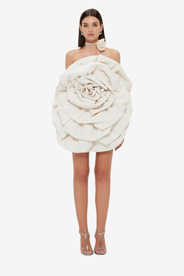 Exclusive Leo Lin Bloom Rose Mini Dress - Vanilla