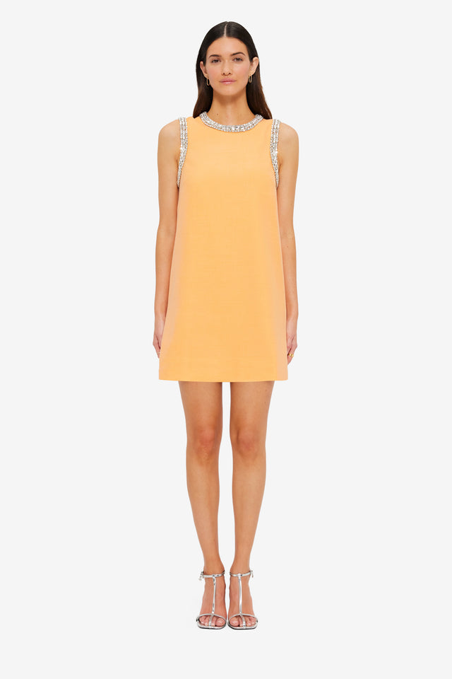 Exclusive Leo Lin Fergie Embellished Mini Dress in Ochre