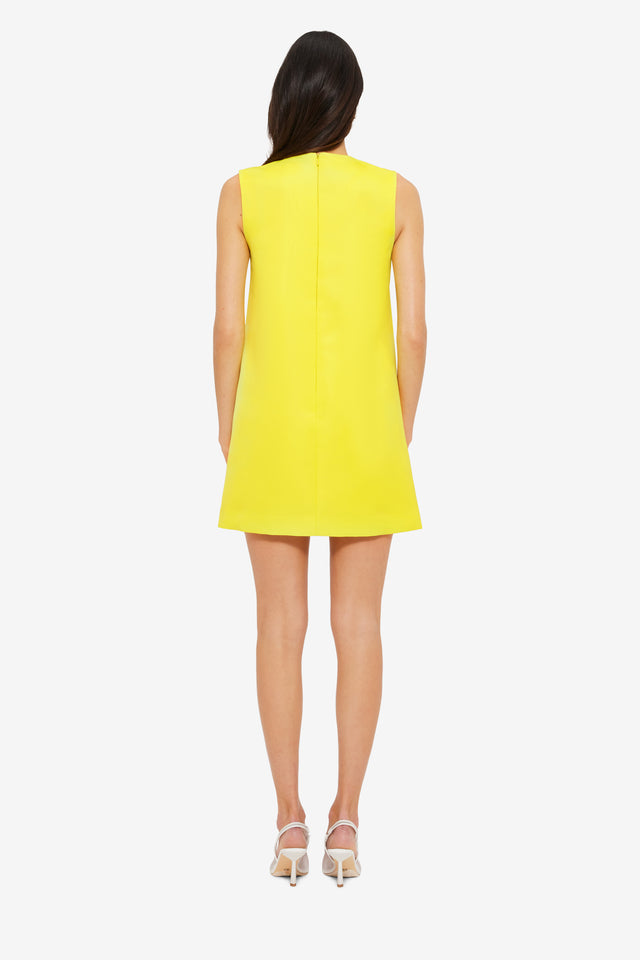 Exclusive Leo Lin Yvonne Appliqué Floral Mini Dress in Iris Print in Yellow