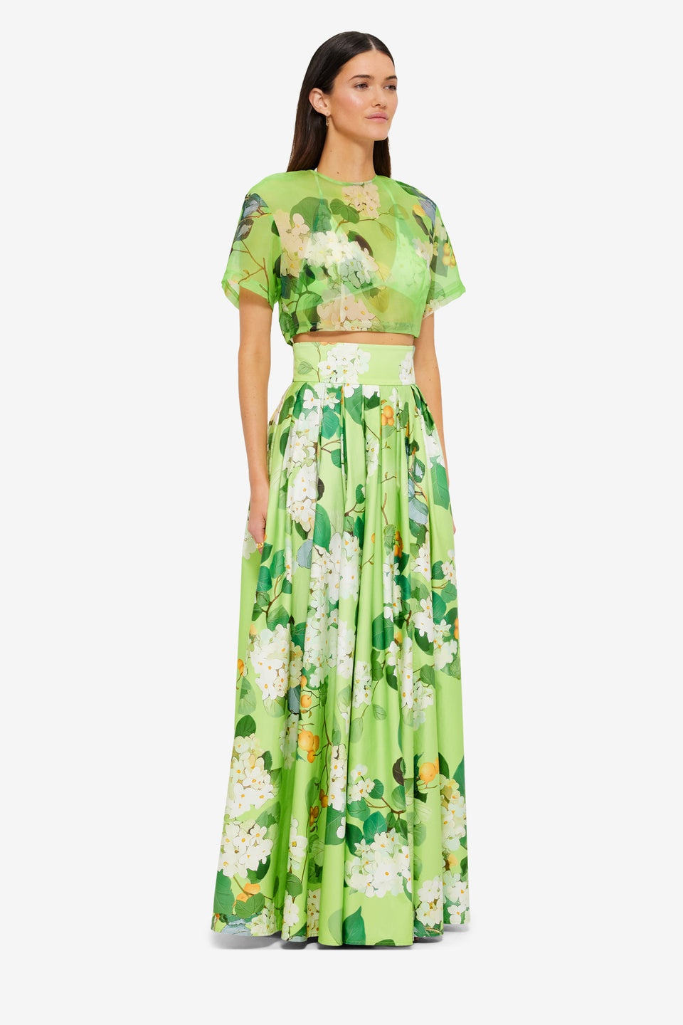 Exclusive Leo Lin Indie Sleeve Top in Hydrangea in Lime