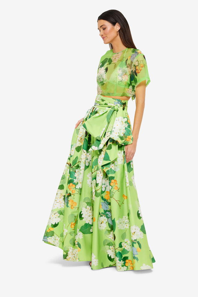Exclusive Leo Lin Valerie Maxi Skirt in Hydrangea in Lime