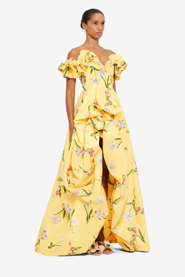 Exclusive Leo Lin Maxime Voluminous Gown in Wild Flower in Sorbet